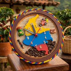 Reloj Artesanal de Madera - Cultura Cafetera